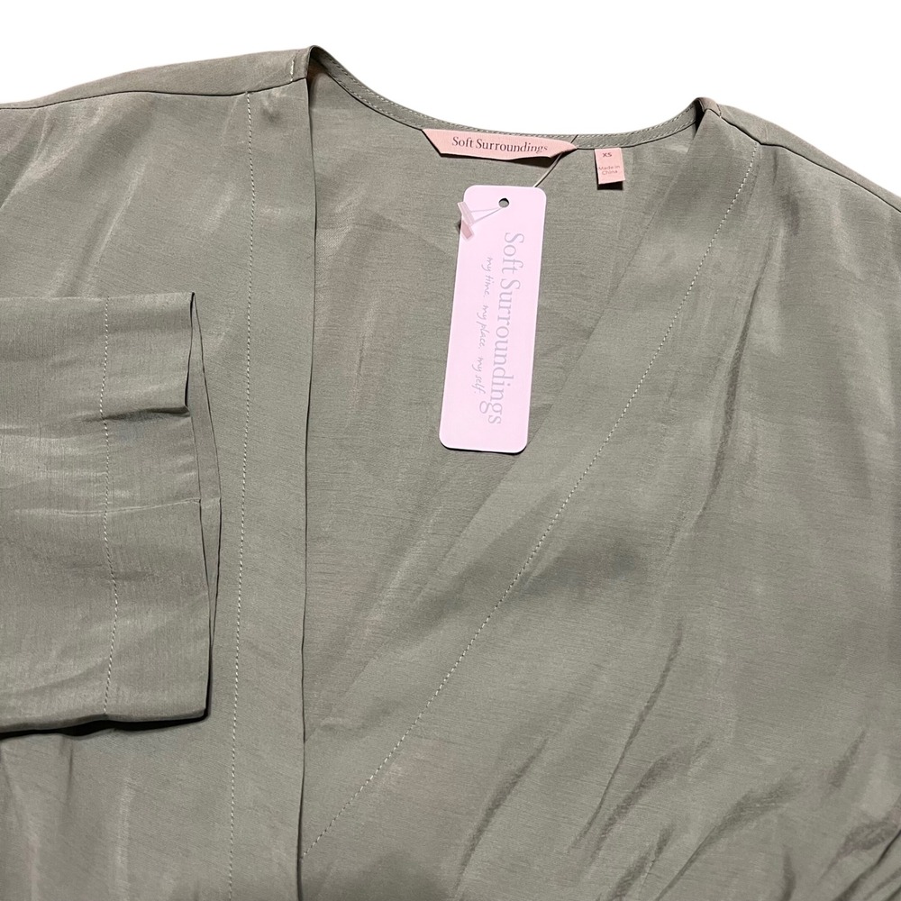 Soft Surroundings Sweet Pea Wrap Tunic Bayberry Green XS Modal Polyester